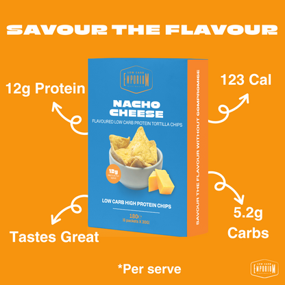 Low Carb Emporium Low Carb Protein Chips - Nacho Cheese Flavour (6 x 30g)