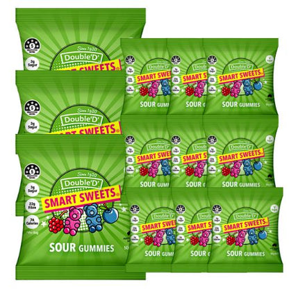 Bulk Double ‘D’: Smart Sweets™ Sour Gummies 50gm x 12 (case)