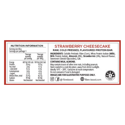 FIBRE BOOST Cold Pressed Protein Bar - Strawberry Cheesecake 60g