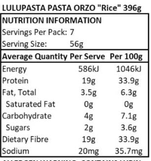 Lulupasta Protein Pasta - Orzo "Pasta Rice" - 396g (7 serves)