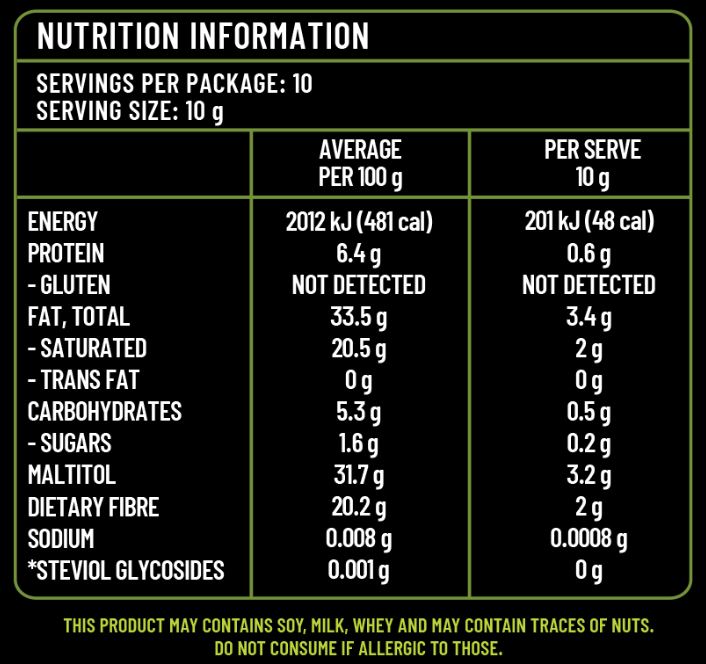 SUGARLESS CONFECTIONERY CO Dark Chocolate & Mint 100gm