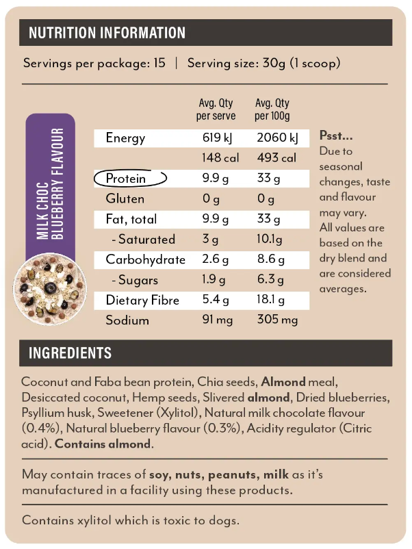 Snackn' Protein Breakfast Bircher Muesli Milk Choc Blueberry Flavour - 450g